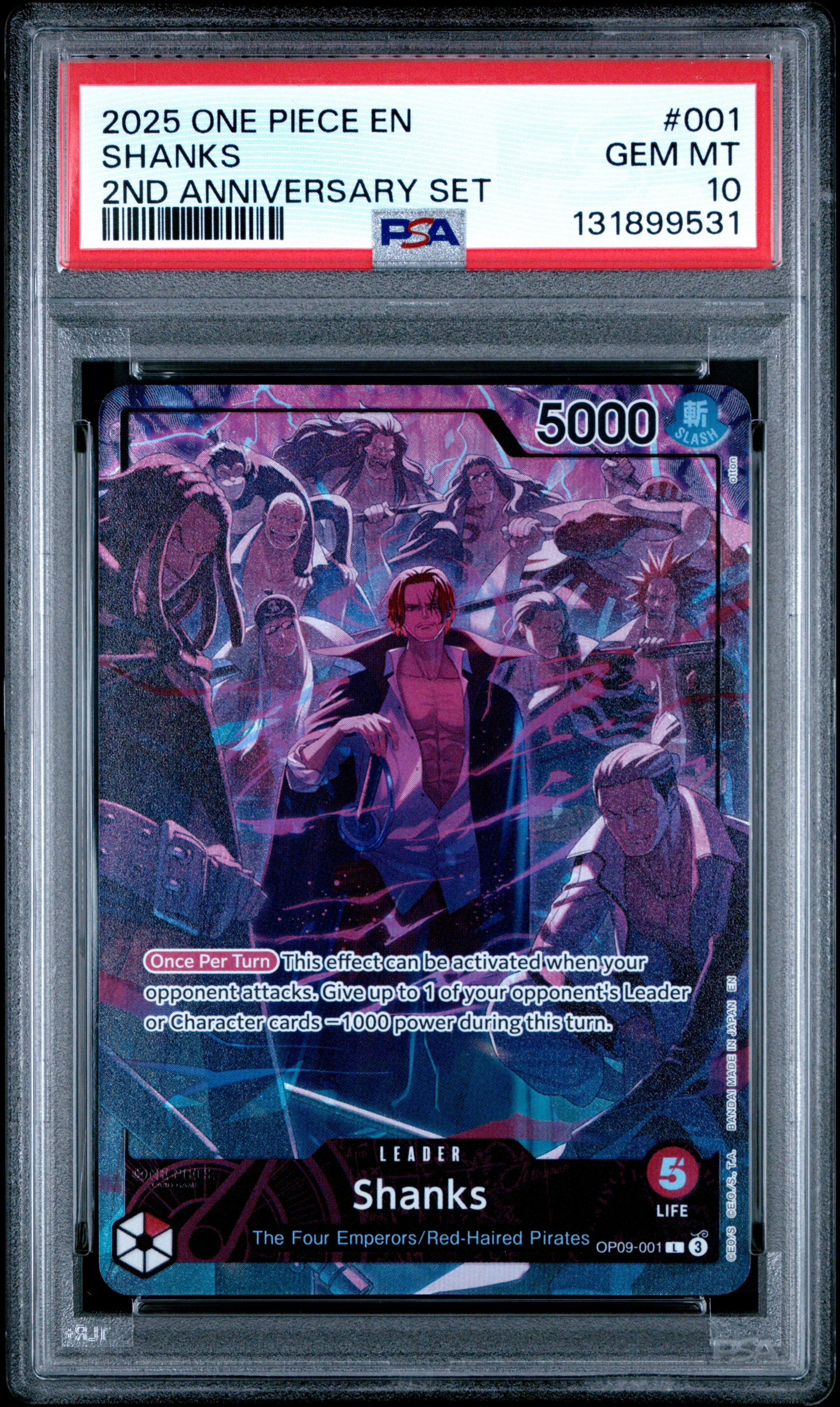 2025 One Piece 2nd Anniversary Set #001 – Shanks – PSA 10 (English