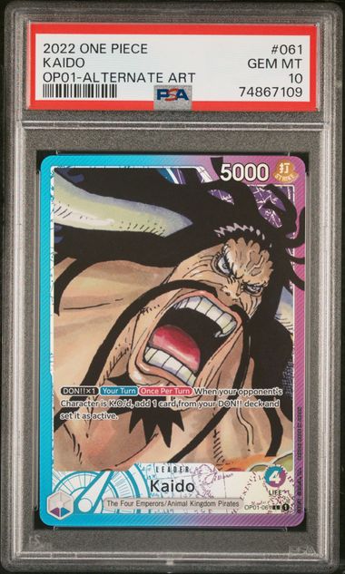 2022 One Piece OP01 – Romance Dawn #061 Kaido (Alternate Art – Pre-Errata) – PSA 10 (English)