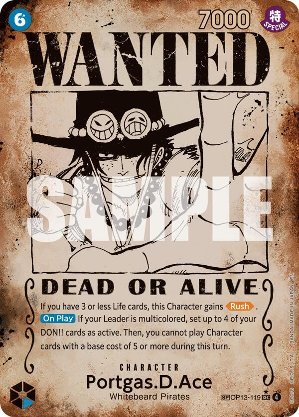 Portgas.D.Ace (119) (Wanted Poster) (OP13-119) (Misprint)
