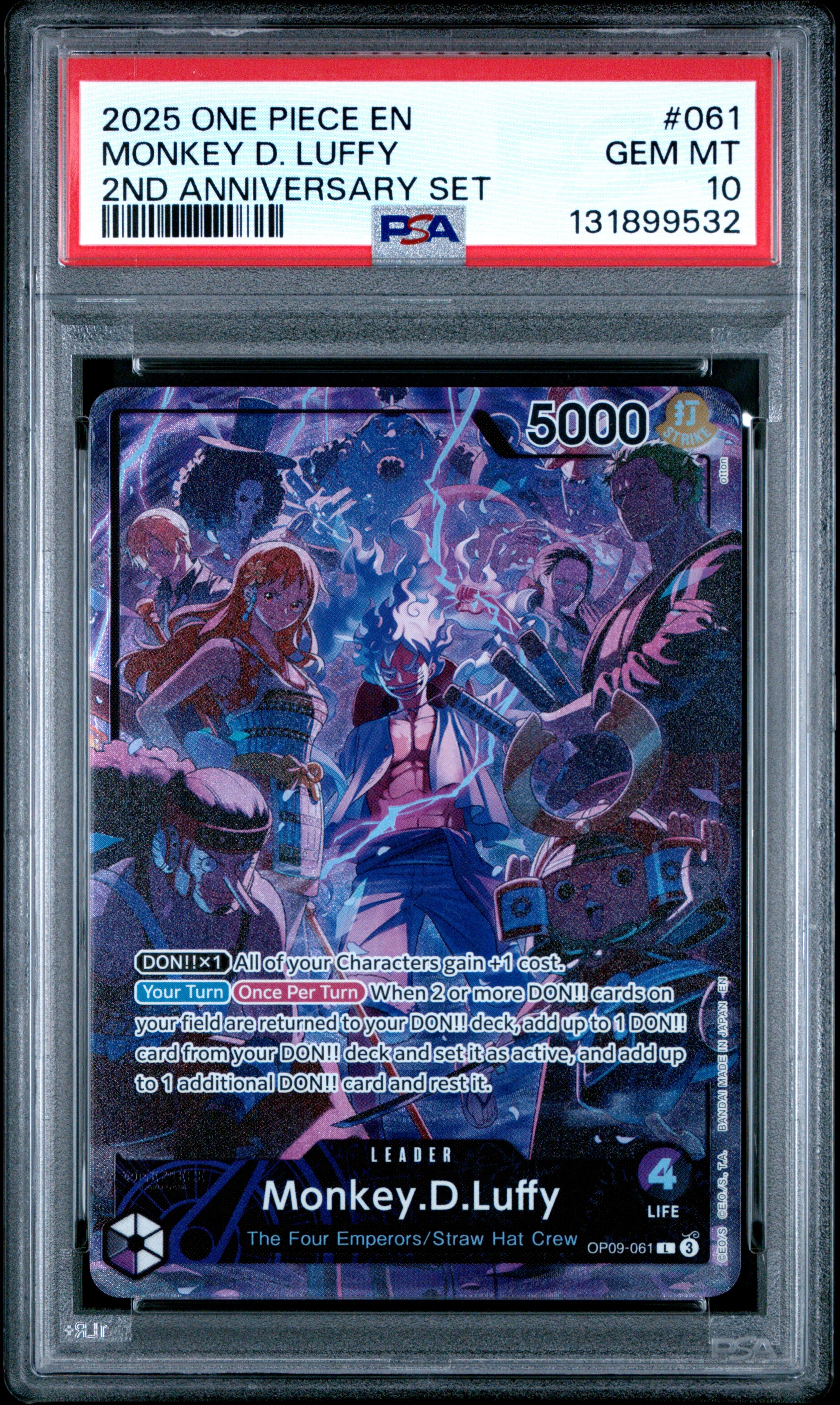 2025 One Piece 2nd Anniversary Set #061 – Monkey D. Luffy – PSA 10