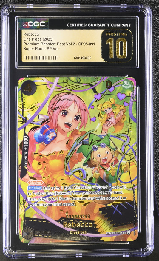 2025 One Piece Premium Booster – Best Vol.2 OP05-091 Rebecca (Super Rare SP Ver.) – CGC Pristine 10 (English)