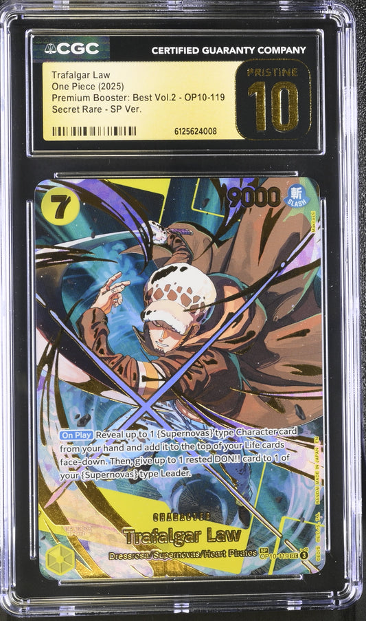 2025 One Piece Premium Booster – Best Vol.2 OP10-119 Trafalgar Law (Secret Rare SP Ver.) – CGC Pristine 10 (English)