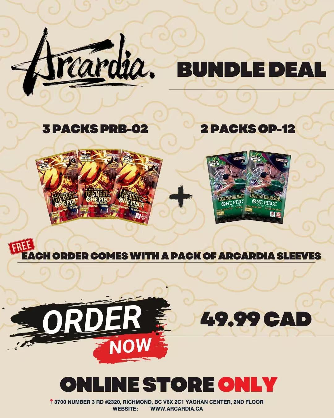 [Online Exclusive] One Piece Bundle Deal – PRB-02 + OP-12 (Includes Free Arcardia Sleeves)