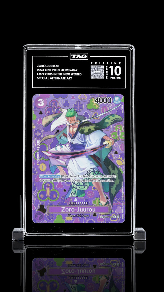 2024 ONE PIECE OP09-EMPERORS IN THE NEW WORLD #067 ZORO-JUUROU SPECIAL ALTERNATE ART - TAG Pristine 10