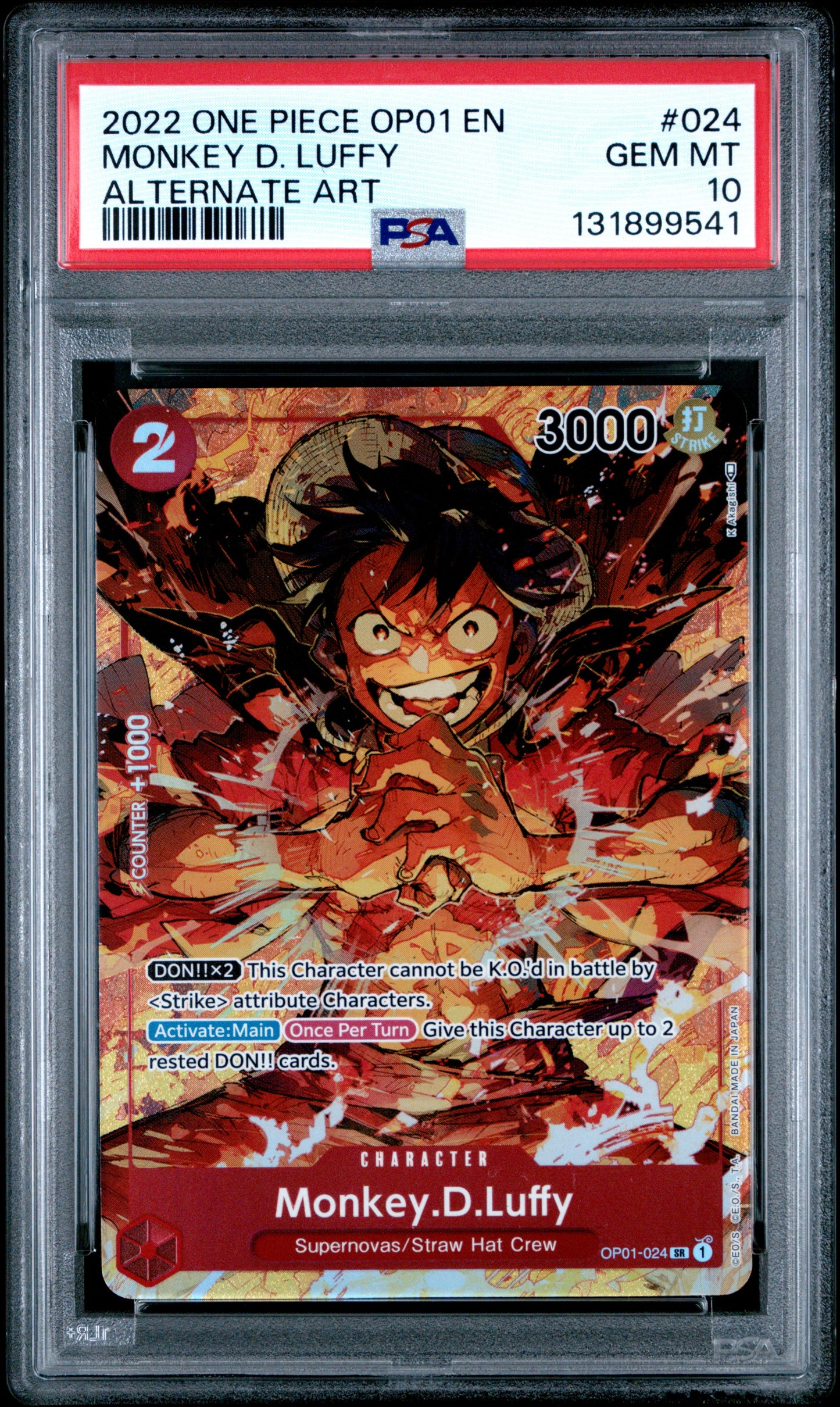 2022 One Piece OP01 Romance Dawn #024 – Monkey D. Luffy (Alternate Art) – PSA 10 (English)