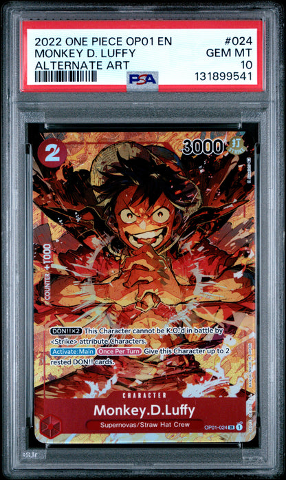 2022 One Piece OP01 Romance Dawn #024 – Monkey D. Luffy (Alternate Art) – PSA 10 (English)