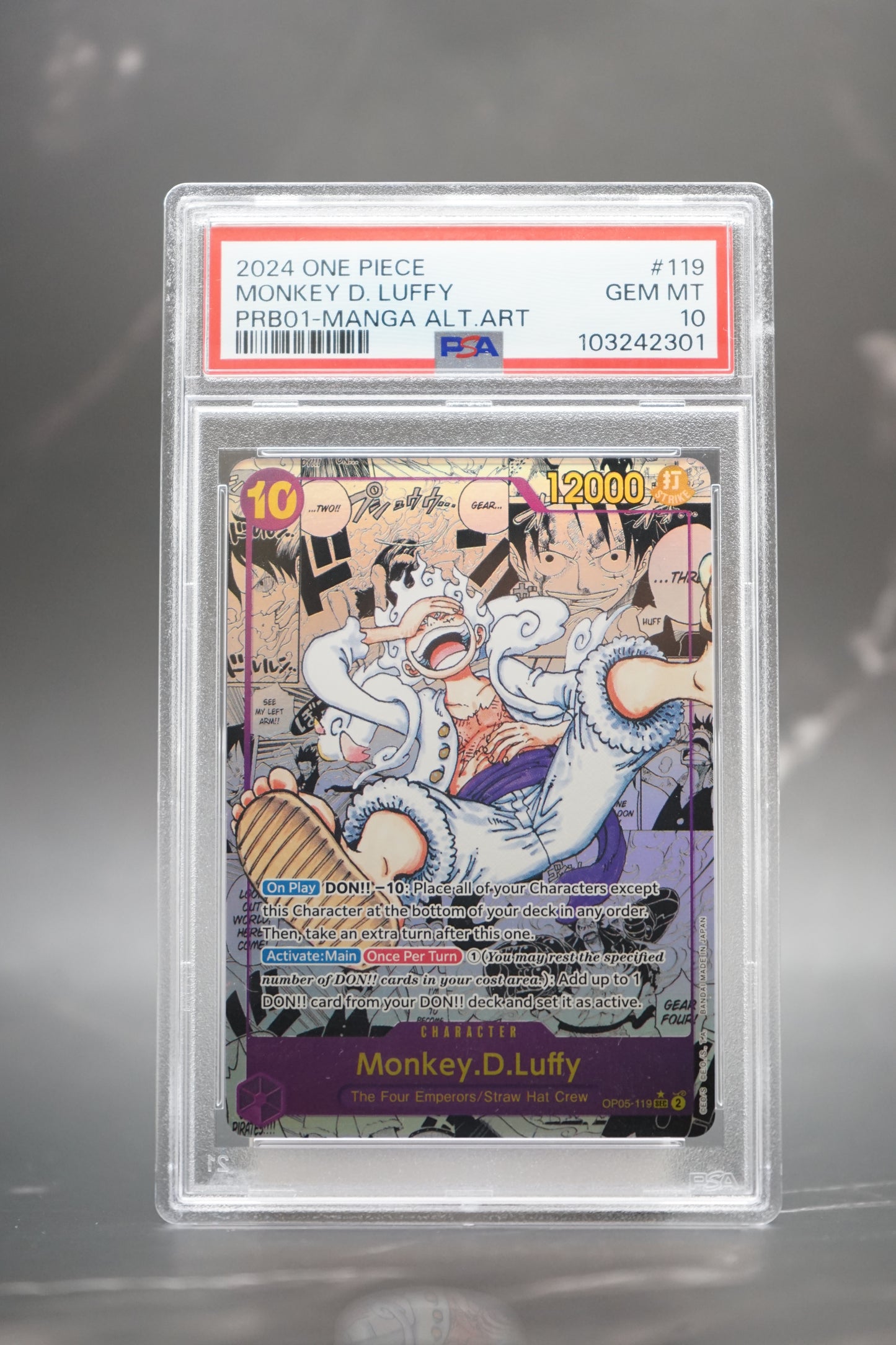 2024 ONE PIECE PRB01-PREMIUM BOOSTER -ONE PIECE CARD THE BEST- #119 MONKEY D. LUFFY MANGA ALTERNATE ART - PSA 10
