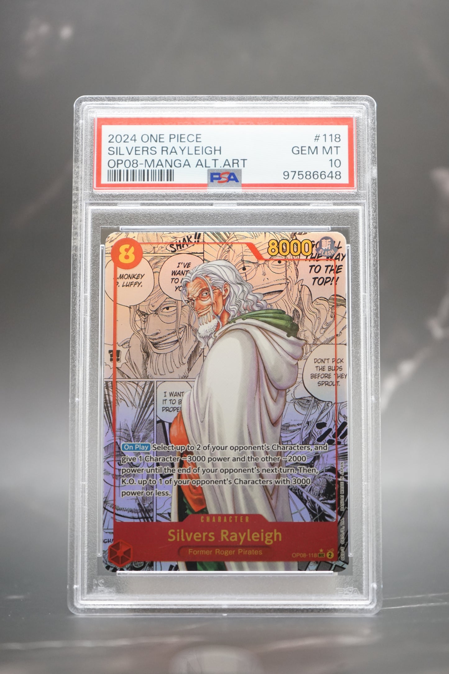 2024 ONE PIECE OP08-TWO LEGENDS #118 SILVERS RAYLEIGH MANGA ALTERNATE ART - PSA 10