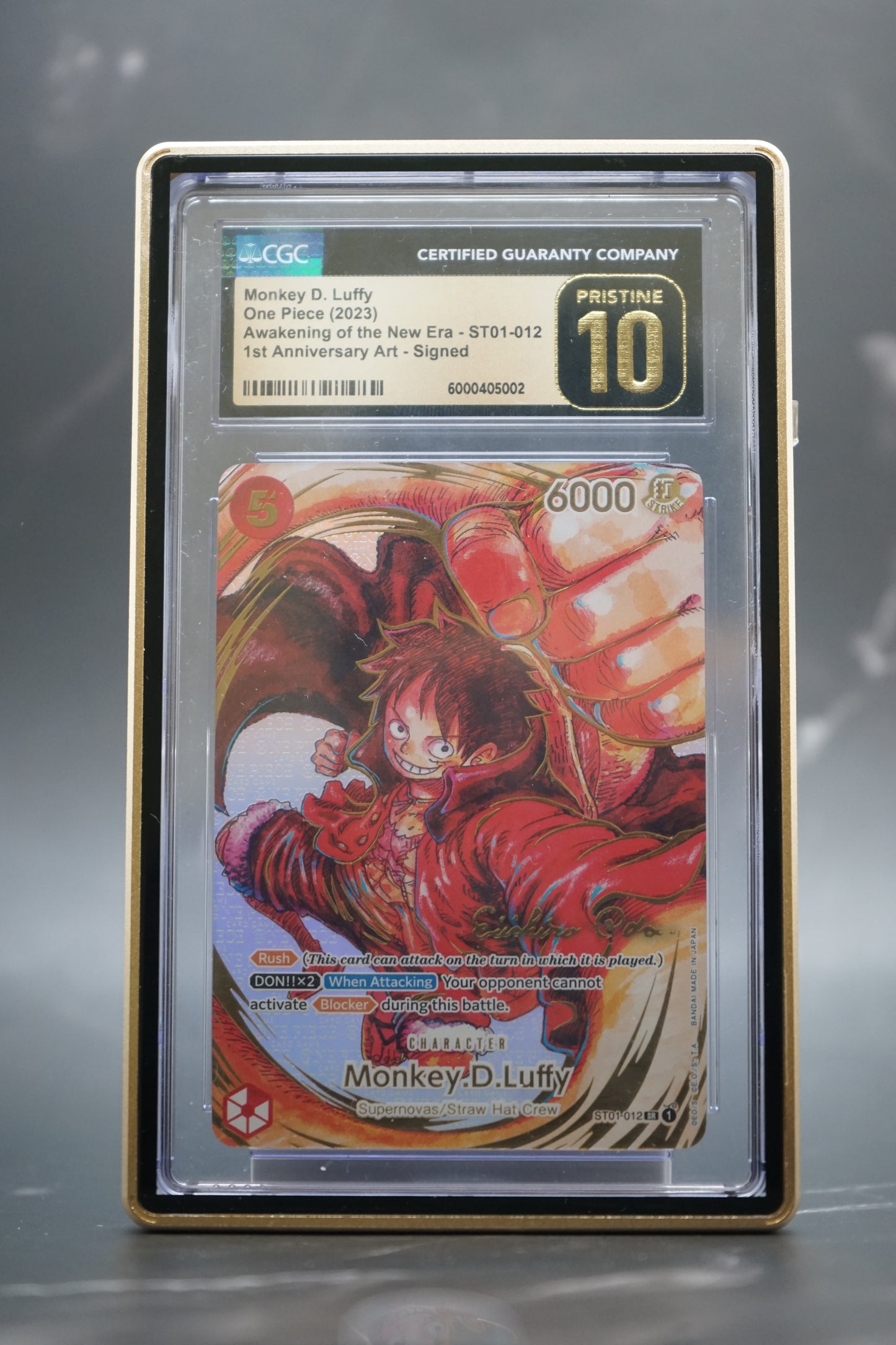 2023 ONE PIECE OP05-AWAKENING OF THE NEW ERA #012 MONKEY D. LUFFY 1ST ANNIVERSARY-SIGNATURE - CGC Pristine 10