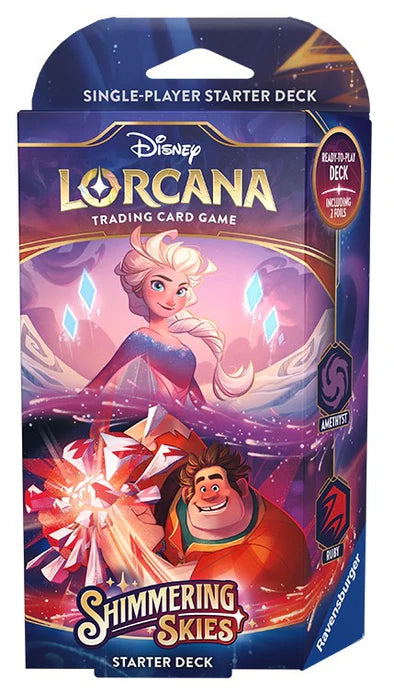 Disney Lorcana Trading Card Game - Starter Deck - Shimmering Skies: Amethyst & Ruby - English