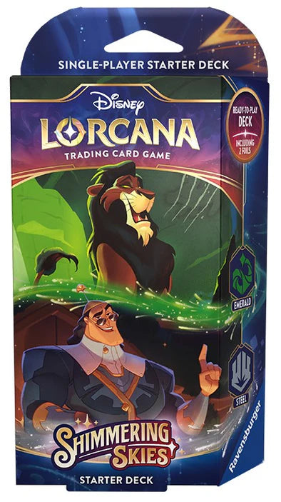 Disney Lorcana Trading Card Game - Starter Deck - Shimmering Skies: Emerald & Steel- English