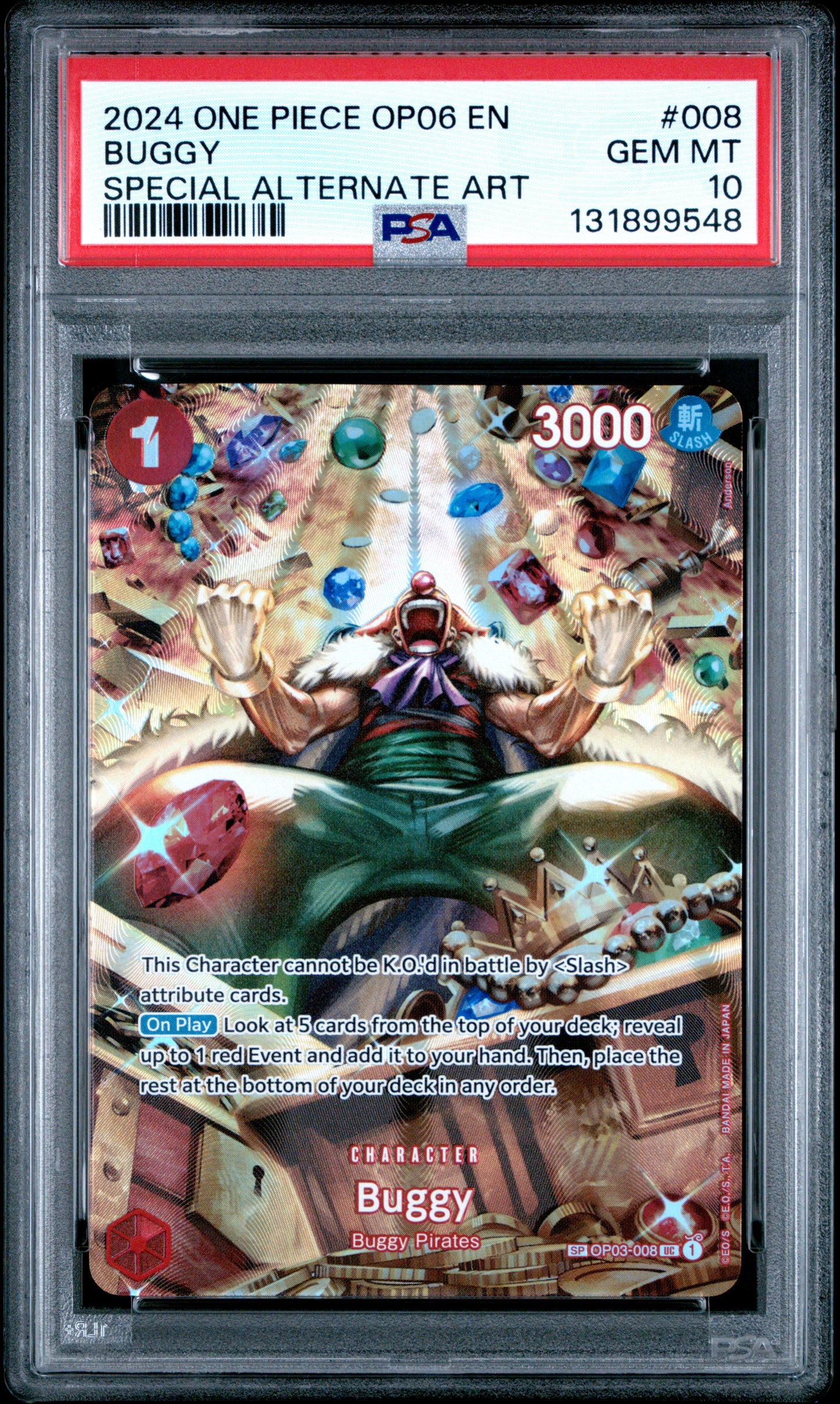2024 One Piece OP06 Wings of the Captain #008 – Buggy (Special Alternate Art) – PSA 10 (English)