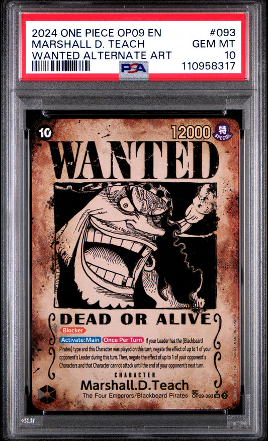 2024 ONE PIECE OP09-EMPERORS IN THE NEW WORLD #93 MARSHALL.D.TEACH PSA 10