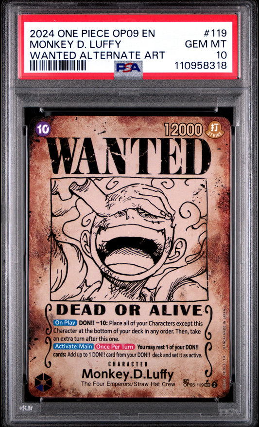 2024 ONE PIECE OP09-EMPERORS IN THE NEW WORLD #119 MONKEY D. LUFFY PSA 10