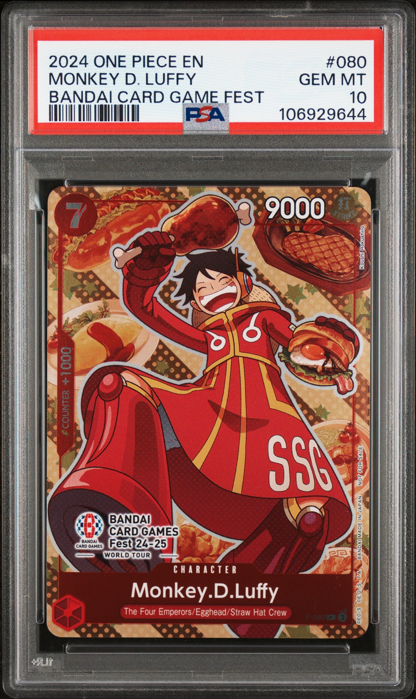 2024 One Piece Promos #080 Monkey D. Luffy – Bandai Card Games Fest – PSA 10 (English)
