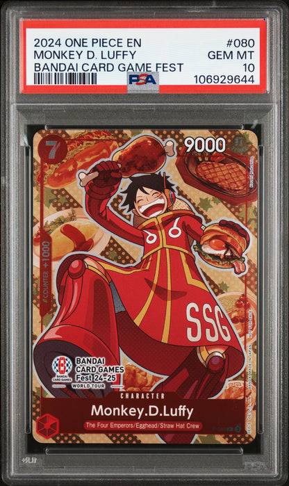 2024 One Piece Promos #080 Monkey D. Luffy – Bandai Card Games Fest – PSA 10 (English)