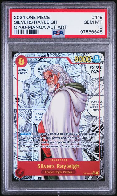 2024 ONE PIECE OP08-TWO LEGENDS #118 SILVERS RAYLEIGH MANGA ALTERNATE ART - PSA 10