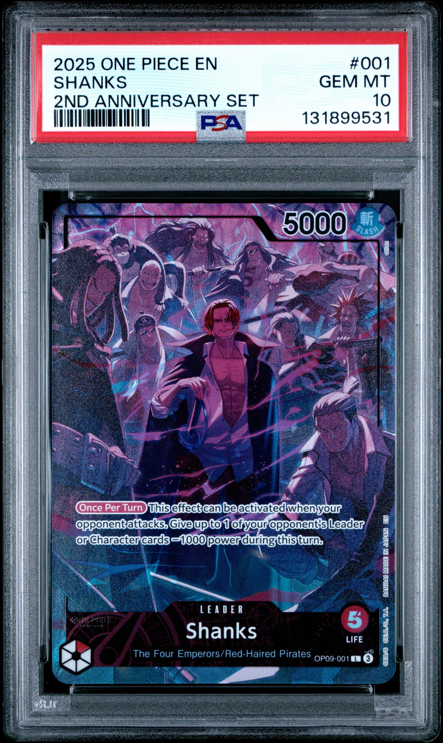 2025 One Piece 2nd Anniversary Set #001 – Shanks – PSA 10 (English)