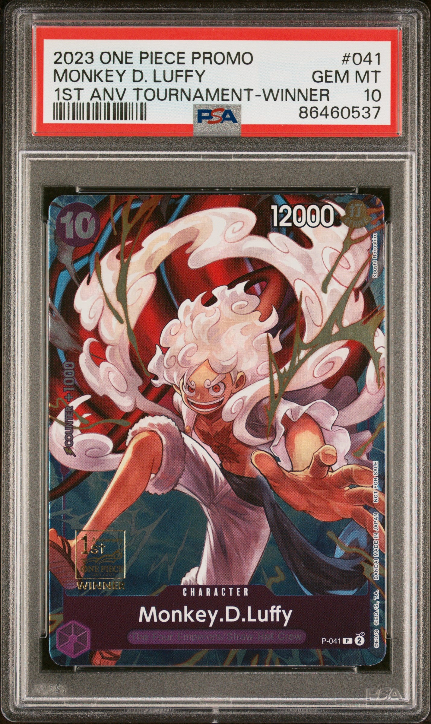 2023 One Piece Promo #041 – Monkey D. Luffy (1st Anniversary Tournament Winner) – PSA 10 (English)