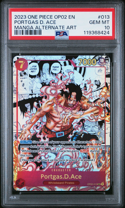 2023 One Piece OP02 – Paramount War #013 Portgas D. Ace (Manga Alternate Art) – PSA 10 (English)
