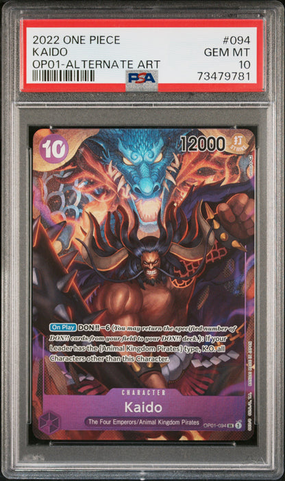 2022 One Piece OP01 Romance Dawn #094 – Kaido (Alternate Art) – PSA 10 (English)