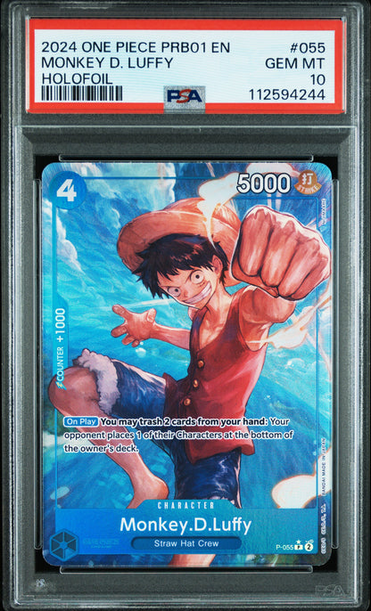 2024 One Piece PRB01 Premium Booster “One Piece Card The Best” #055 Monkey D. Luffy – Holofoil – PSA 10 (English)