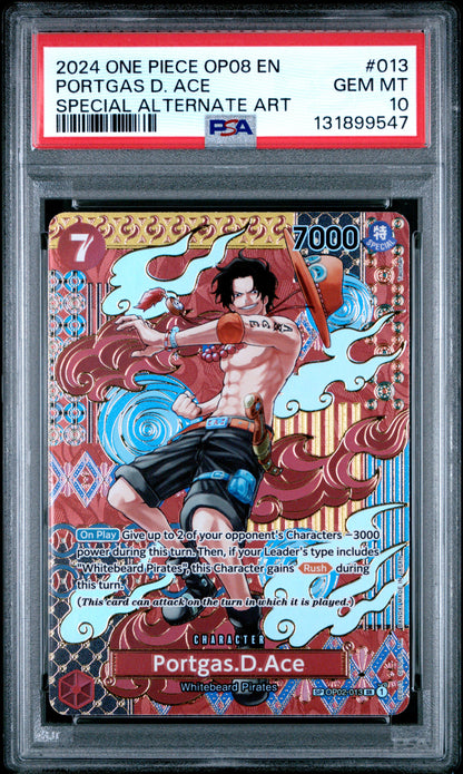 2024 One Piece OP08 Two Legends #013 – Portgas D. Ace (Special Alternate Art) – PSA 10 (English)
